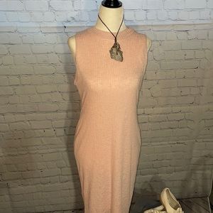 Paper Crane midi dress in pastel pink